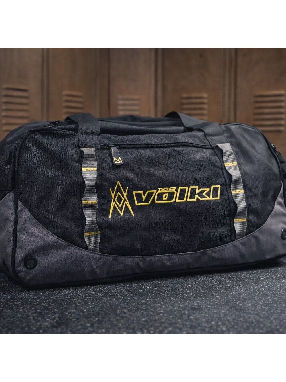 Völkl Sport Duffel Bag Black Gray Yellow Gym Travel Weekend